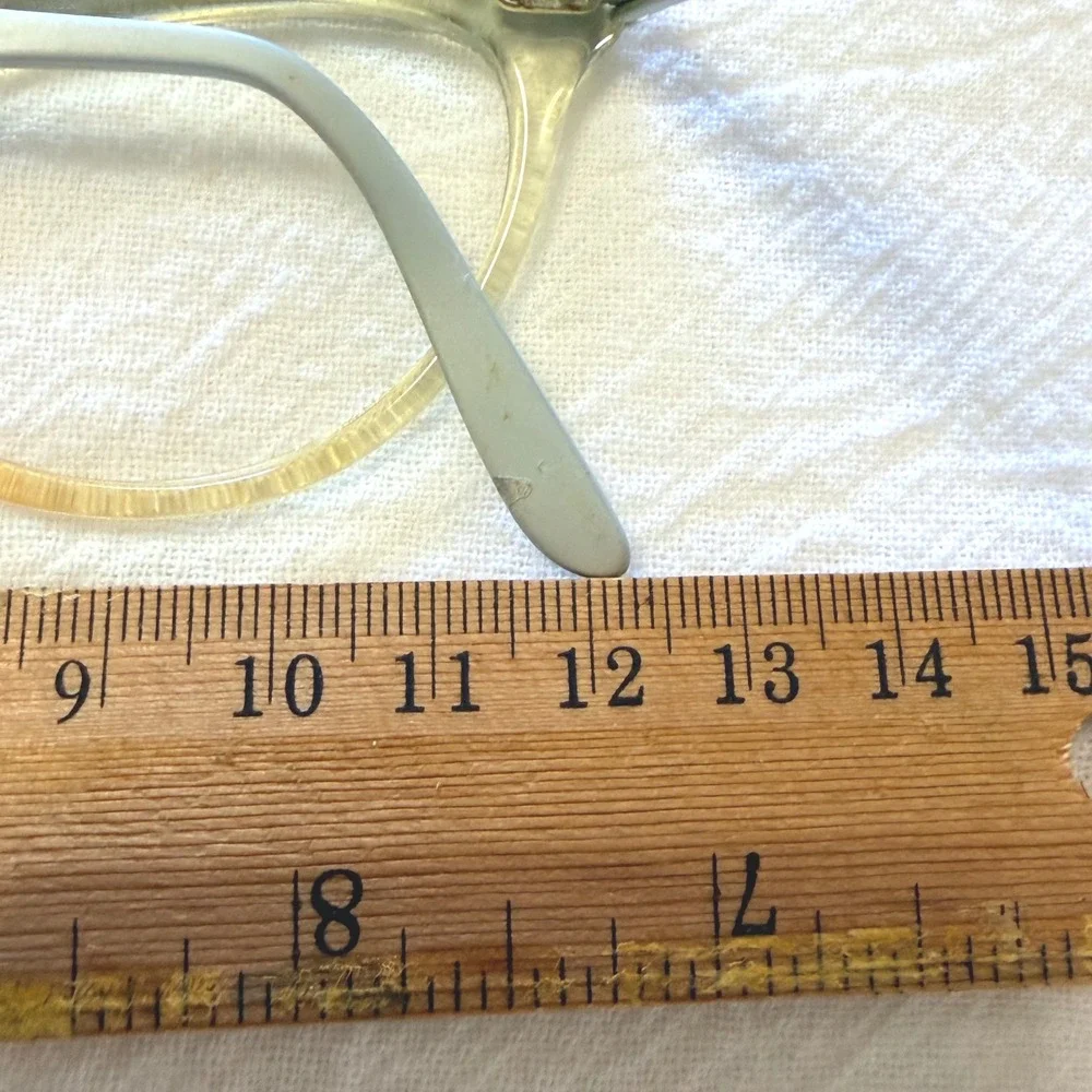 Vintage 1950s Cat Eye Glasses Floral Metal Overlay Silver Amber Clear Frames